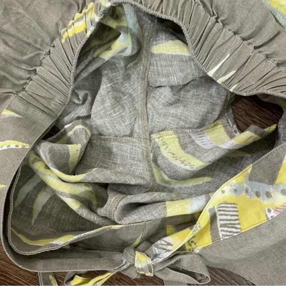 Patagonia garden island tie front gray yellow linen shorts M - Picture 5 of 6